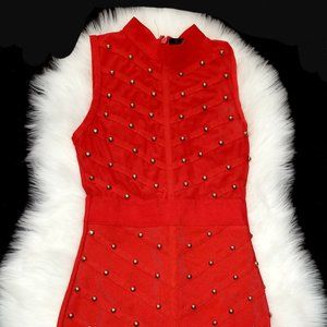 Orange Beaded Bandage Dress